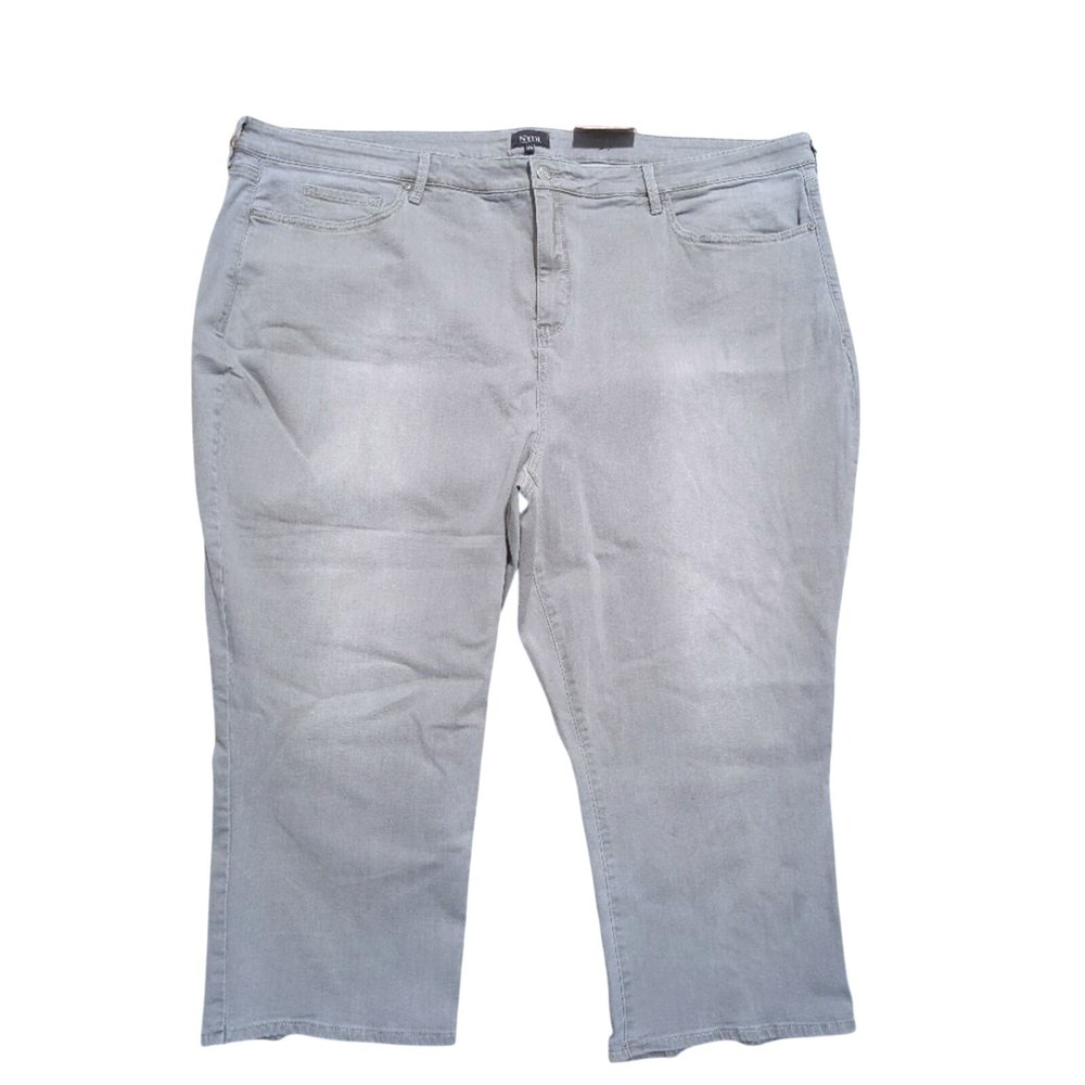 NEW NYDJ Jeans Womens Plus 28 4X Capri Back Petal Hem Gray Grey Crop NWT